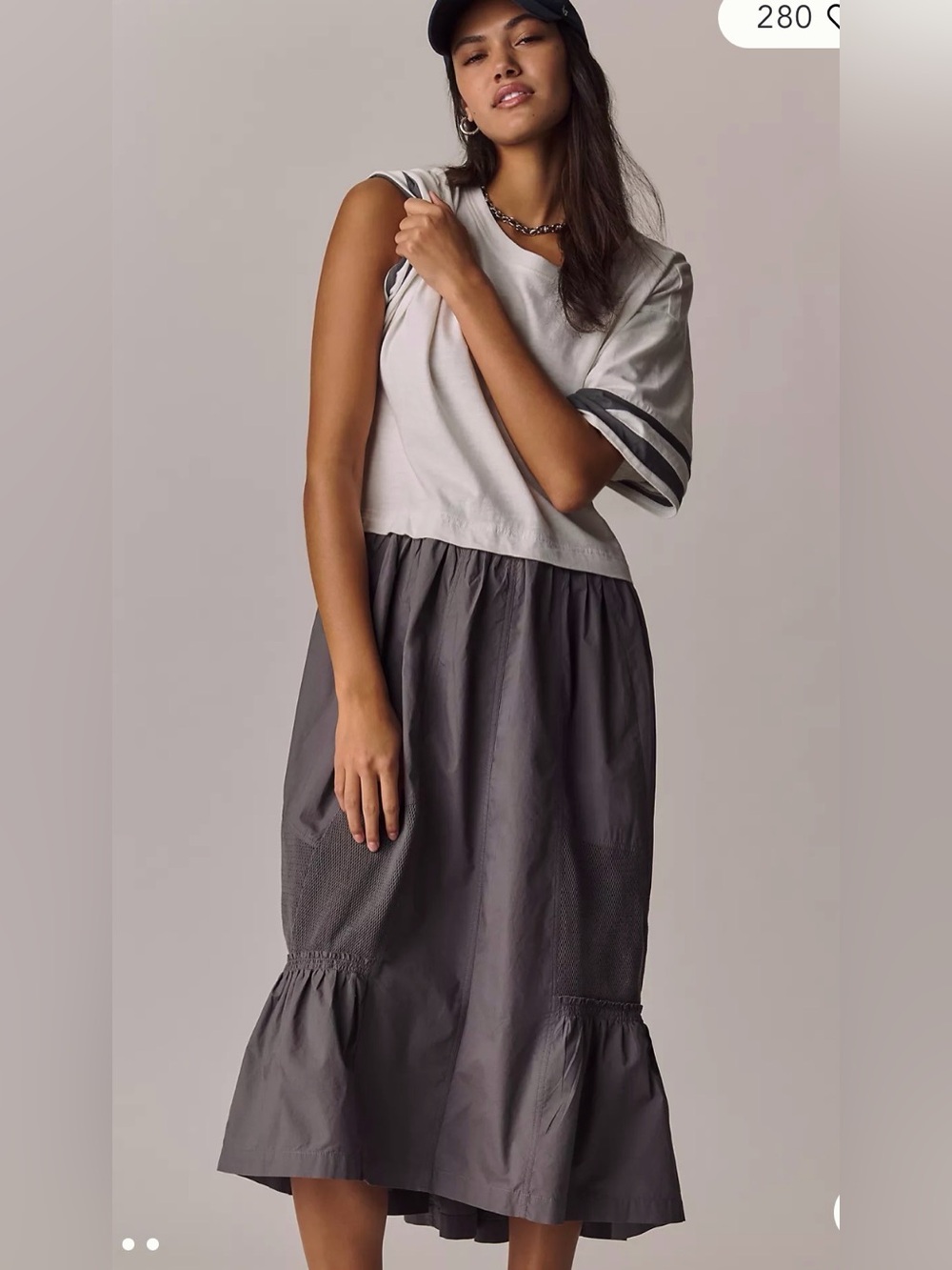 Anthropologie Daily Practice Casual Two-Tone Dress in Light Gray and Charcoal.